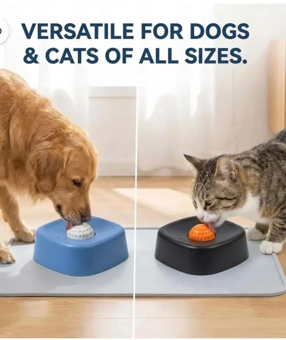 Interactive Slow Feeder Lick Bowl with Rolling Ball for Pets